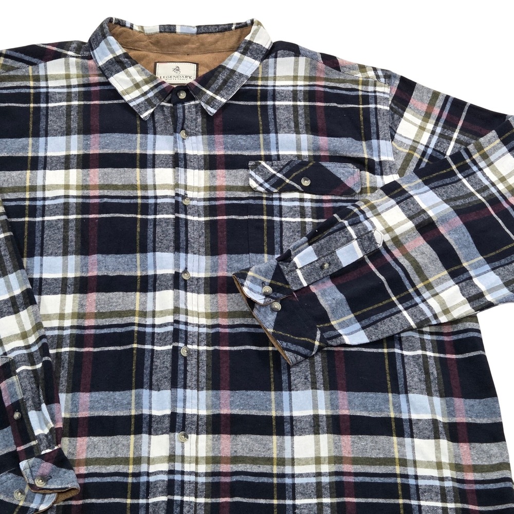 Legendary Whitetails Buck Camp Black Plaid Flannel Button Up‎ Shirt Mens 4XL